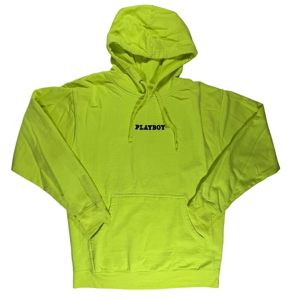 Playboy Hoodie Sweatshirt Neon Yellow Green Men’s Medium